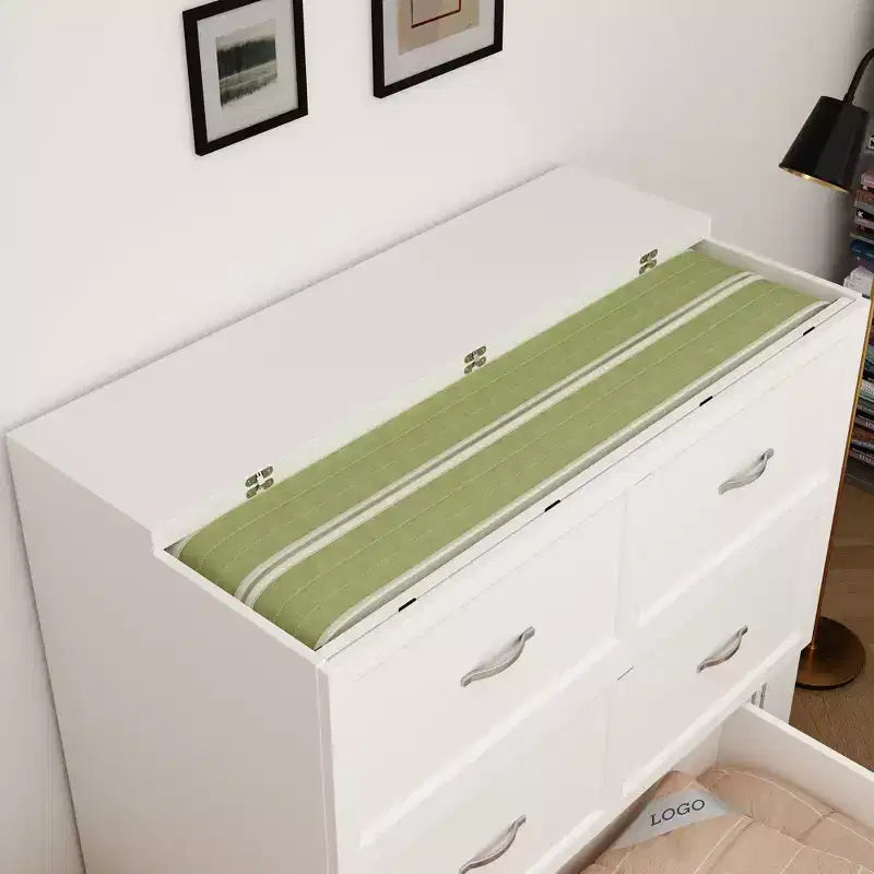 Letto a scomparsa bianco con presa laterale e sistema a carrucola – 1 persona