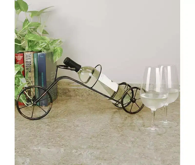 Portabottiglie a forma di bicicletta nero, bottiglia singola, autoportante