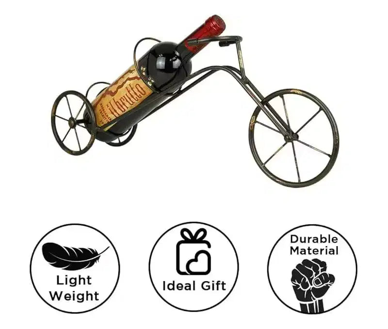 Portabottiglie a forma di bicicletta nero, bottiglia singola, autoportante