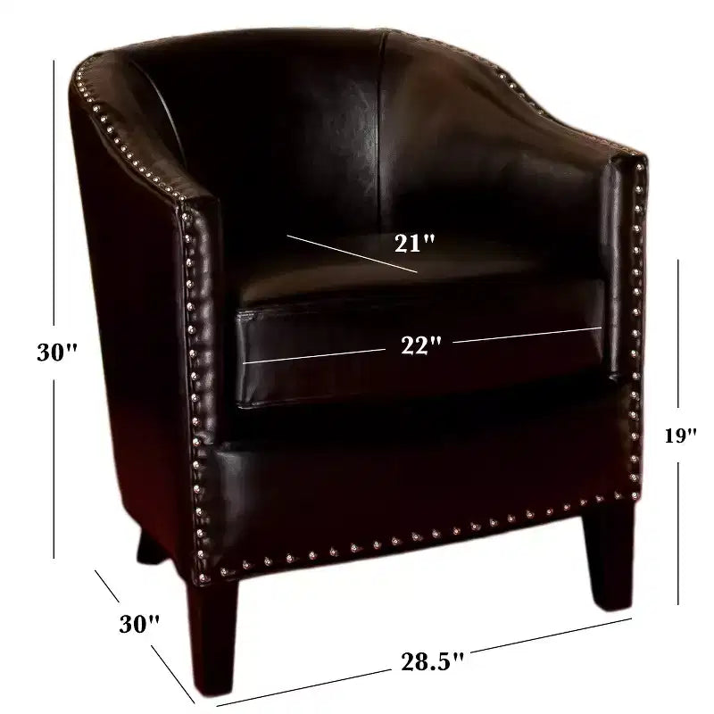 Poltrona club imbottita con finiture borchiate, colori assortiti, 1 posto