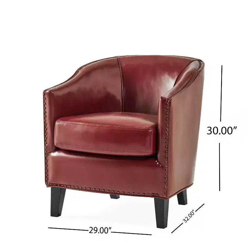 Poltrona club imbottita con finiture borchiate, colori assortiti, 1 posto