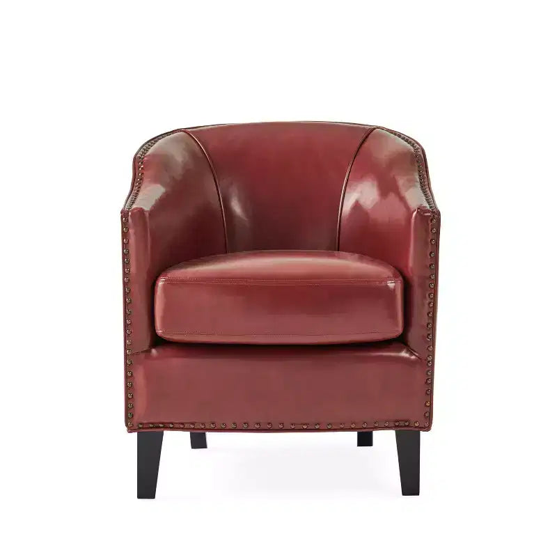 Poltrona club imbottita con finiture borchiate, colori assortiti, 1 posto