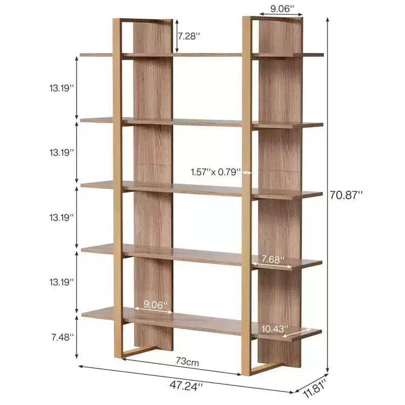 Libreria a Scala a 5 Ripiani Marrone, 180 cm H, Singola
