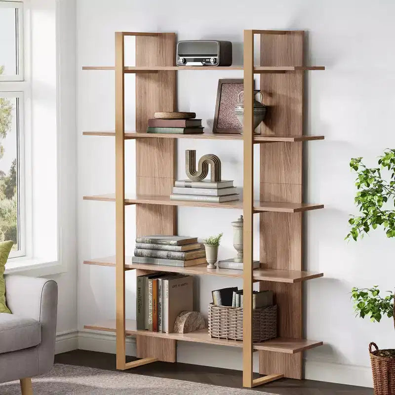 Libreria a Scala a 5 Ripiani Marrone, 180 cm H, Singola