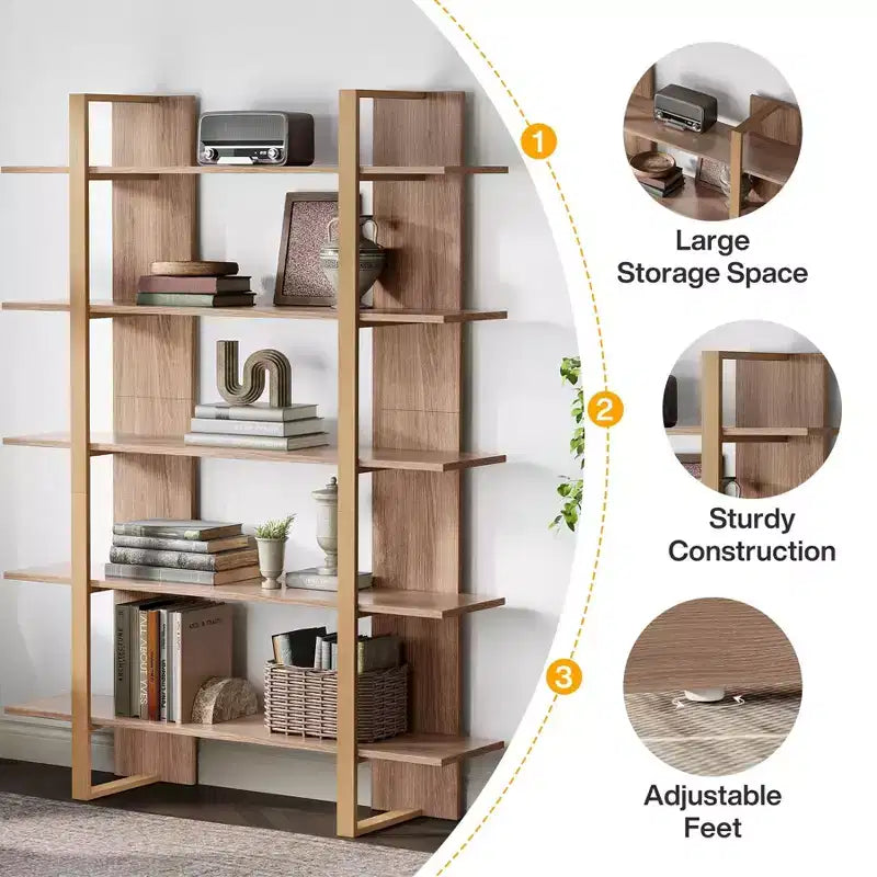 Libreria a Scala a 5 Ripiani Marrone, 180 cm H, Singola