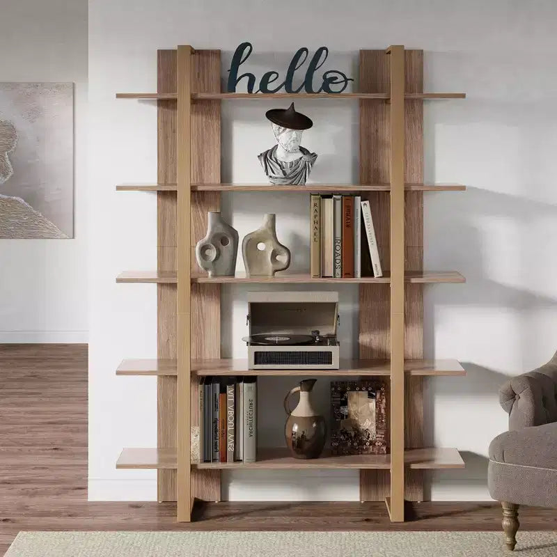 Libreria a Scala a 5 Ripiani Marrone, 180 cm H, Singola