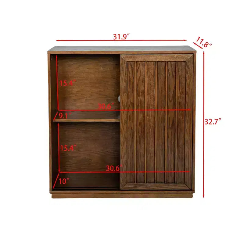 Credenza in noce naturale con 2 ante scorrevoli – Stile vintage