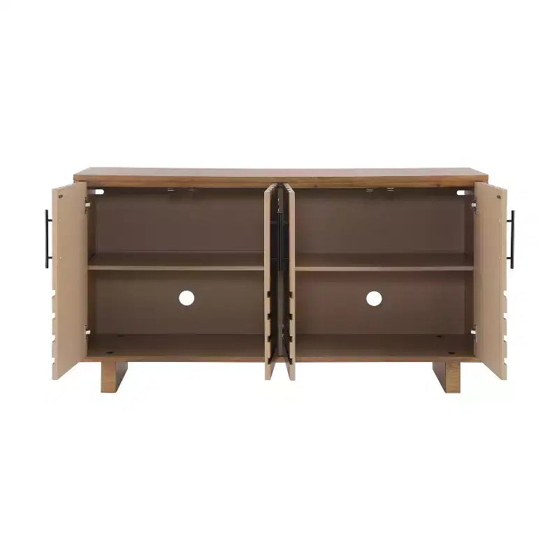 Madia a 4 Ante Naturale con Maniglie Metalliche, 150 cm, Montaggio da 1 Persona