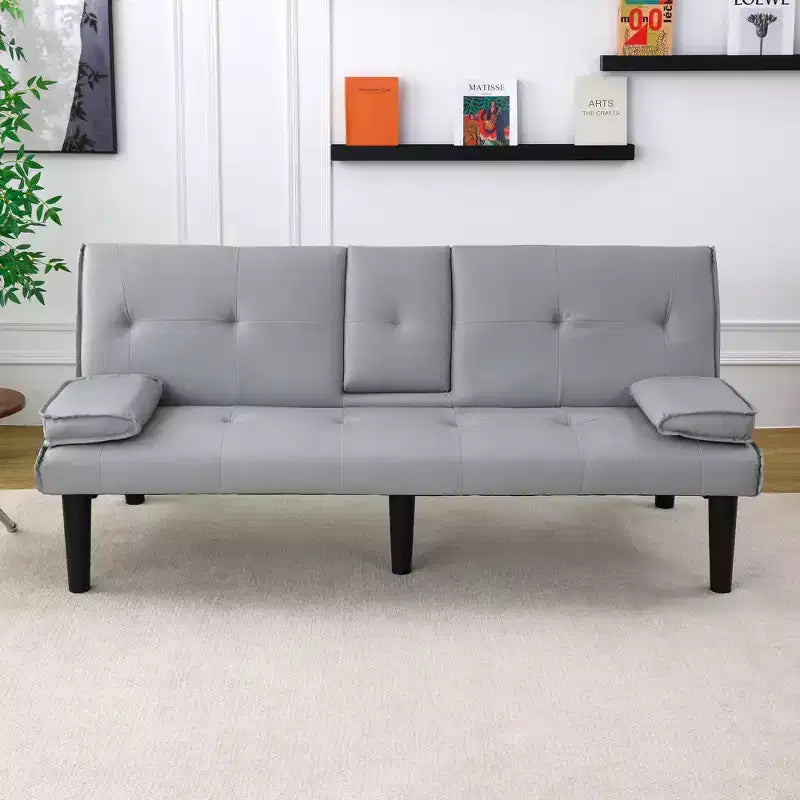 Divano Letto Futon Convertibile con Portabicchieri, 2 Posti, 170 cm