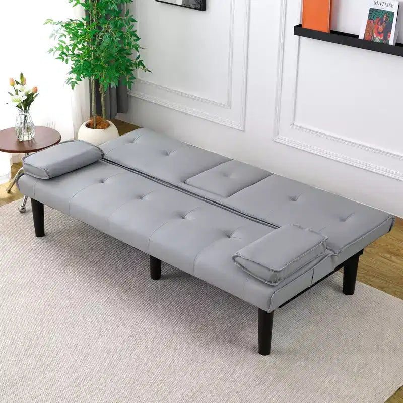 Divano Letto Futon Convertibile con Portabicchieri, 2 Posti, 170 cm