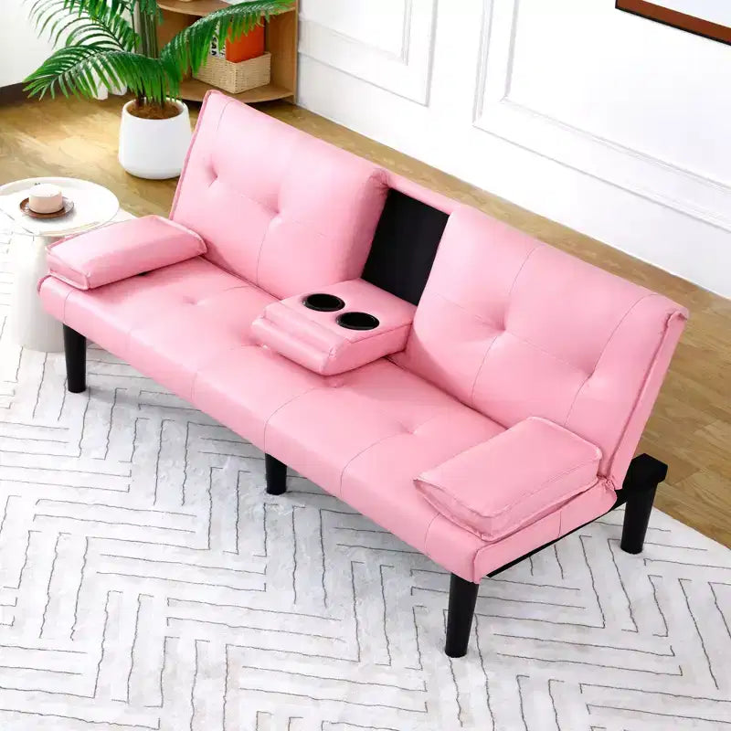 Divano Letto Futon Convertibile con Portabicchieri, 2 Posti, 170 cm