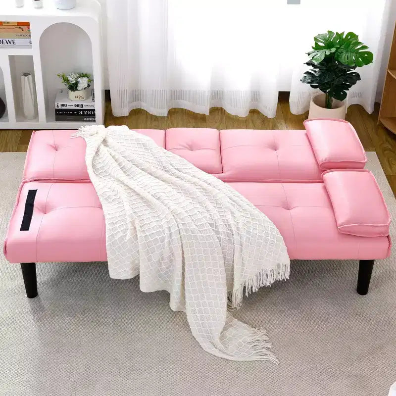 Divano Letto Futon Convertibile con Portabicchieri, 2 Posti, 170 cm