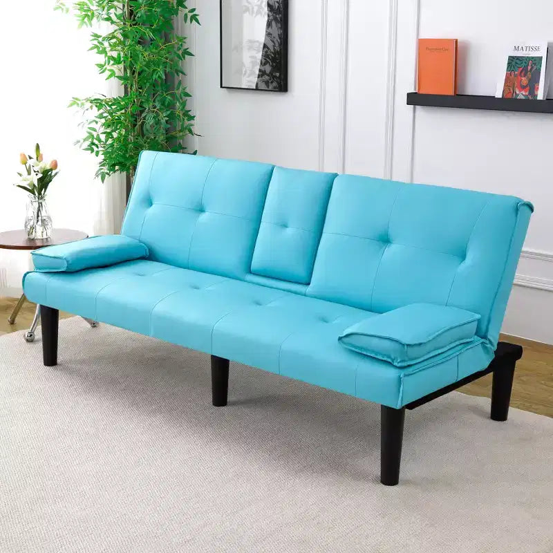 Divano Letto Futon Convertibile con Portabicchieri, 2 Posti, 170 cm