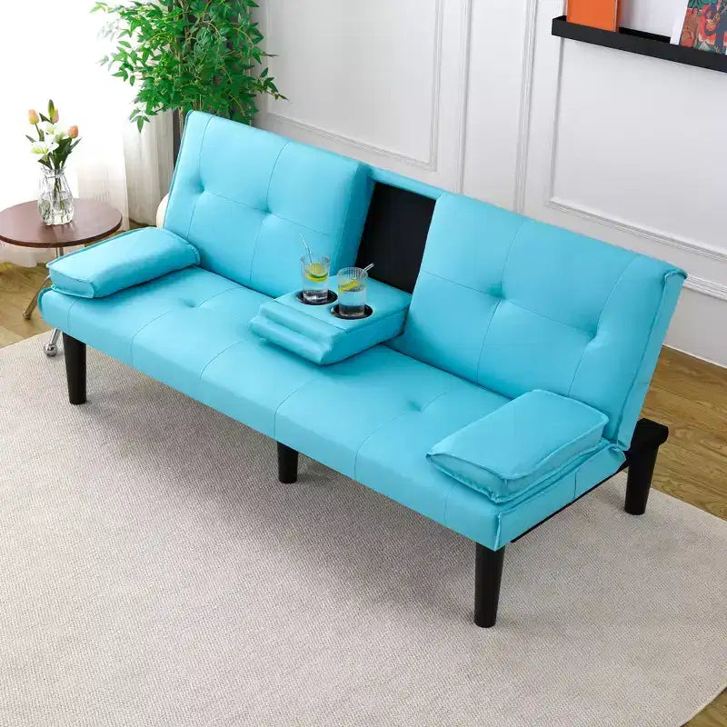 Divano Letto Futon Convertibile con Portabicchieri, 2 Posti, 170 cm