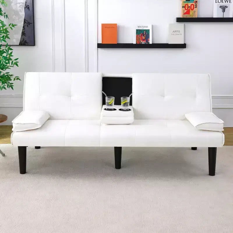 Divano Letto Futon Convertibile con Portabicchieri, 2 Posti, 170 cm