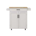 sumyeg Rolling Kitchen Island Cart with Drawer, Cabinet, Rack and Rubber Wood Top