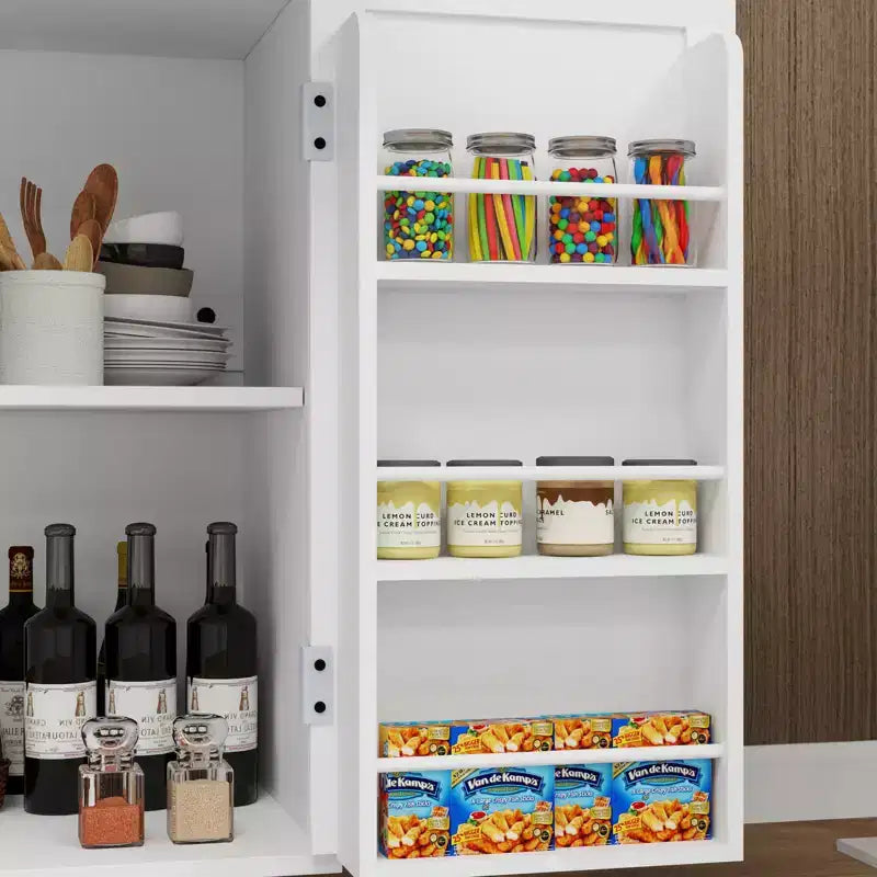 Carrello da Cucina Marrone con Rotelle, Cassetto, Armadietto e Ripiani Laterali – Per 1 Persona