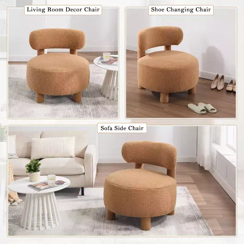 Poltroncina rotonda – Beige / Marrone / Kaki / Bianco, Senza braccioli, Posti a sedere 1