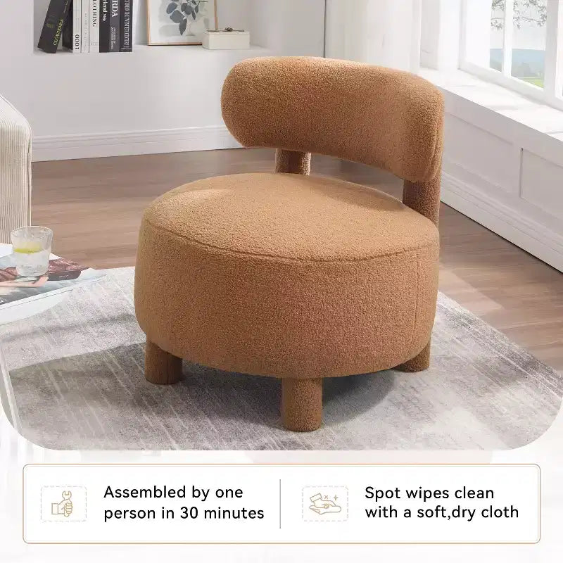 Poltroncina rotonda – Beige / Marrone / Kaki / Bianco, Senza braccioli, Posti a sedere 1