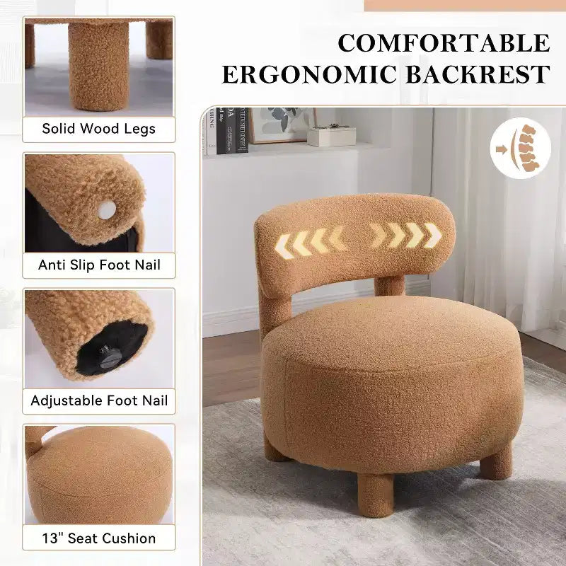 Poltroncina rotonda – Beige / Marrone / Kaki / Bianco, Senza braccioli, Posti a sedere 1