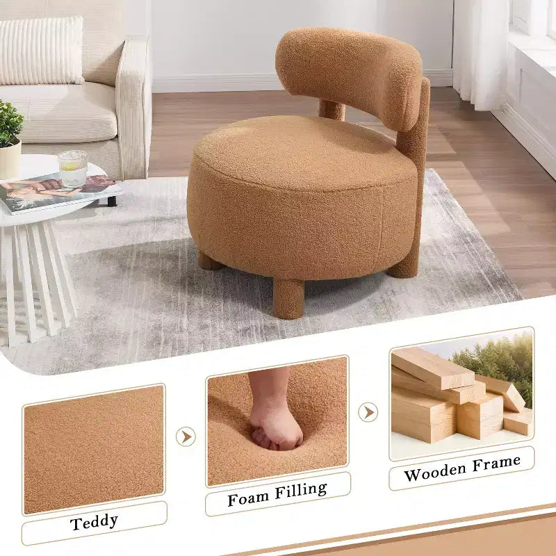 Poltroncina rotonda – Beige / Marrone / Kaki / Bianco, Senza braccioli, Posti a sedere 1