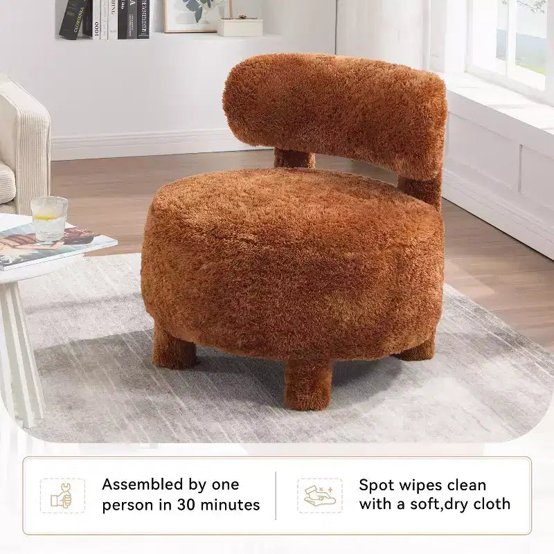Poltroncina rotonda – Beige / Marrone / Kaki / Bianco, Senza braccioli, Posti a sedere 1