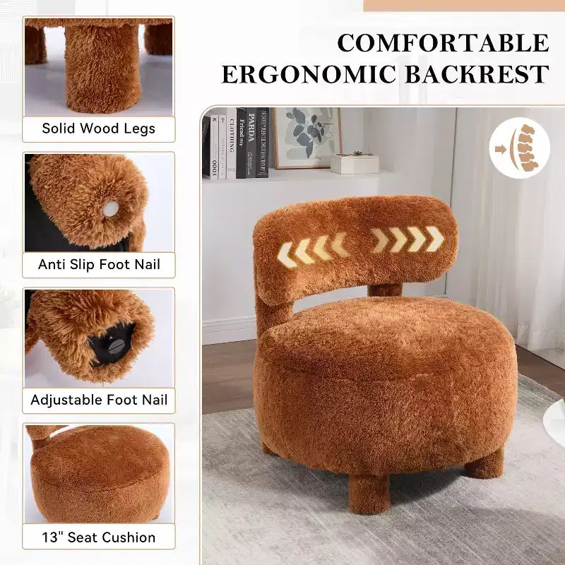 Poltroncina rotonda – Beige / Marrone / Kaki / Bianco, Senza braccioli, Posti a sedere 1