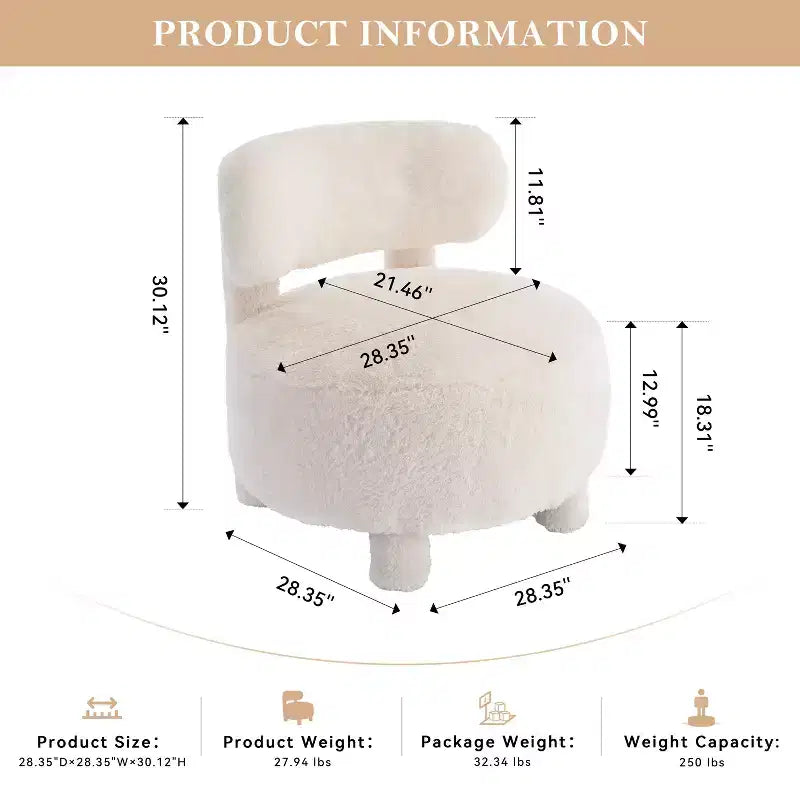 Poltroncina rotonda – Beige / Marrone / Kaki / Bianco, Senza braccioli, Posti a sedere 1