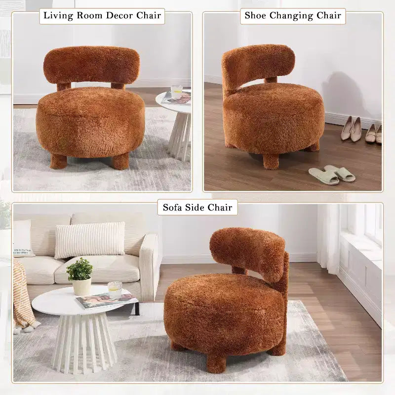 Poltroncina rotonda – Beige / Marrone / Kaki / Bianco, Senza braccioli, Posti a sedere 1