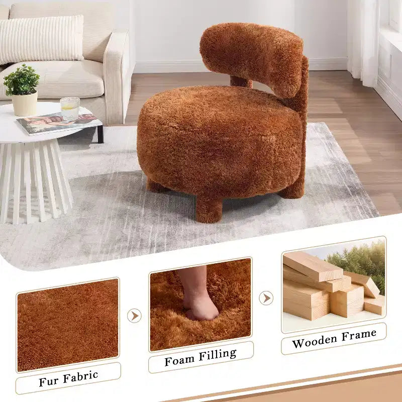 Poltroncina rotonda – Beige / Marrone / Kaki / Bianco, Senza braccioli, Posti a sedere 1