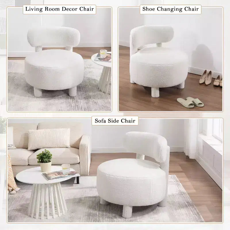 Poltroncina rotonda – Beige / Marrone / Kaki / Bianco, Senza braccioli, Posti a sedere 1