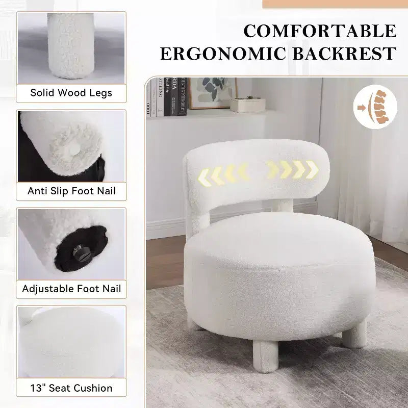 Poltroncina rotonda – Beige / Marrone / Kaki / Bianco, Senza braccioli, Posti a sedere 1
