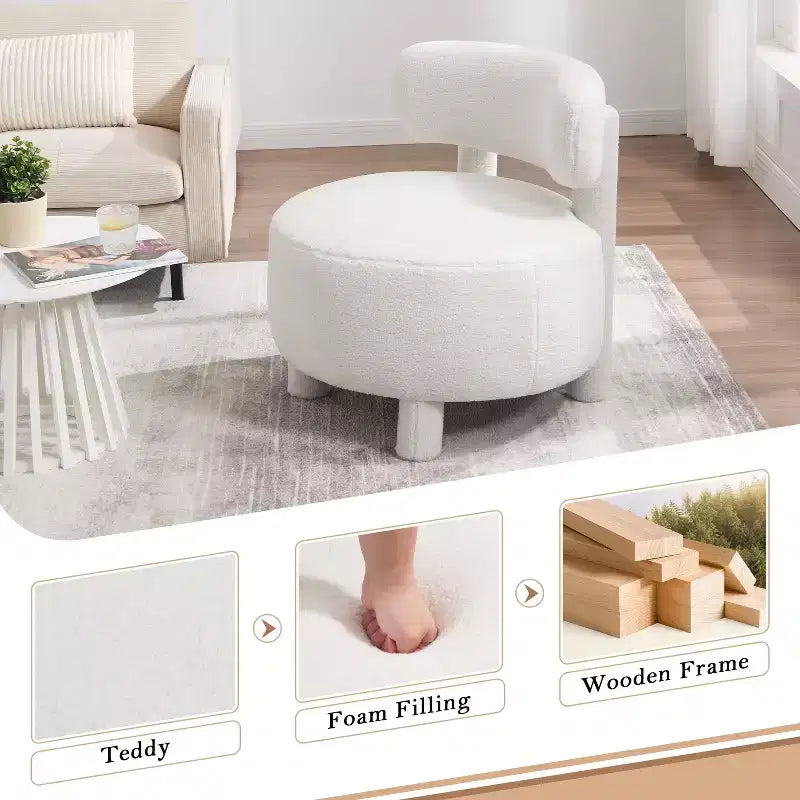 Poltroncina rotonda – Beige / Marrone / Kaki / Bianco, Senza braccioli, Posti a sedere 1