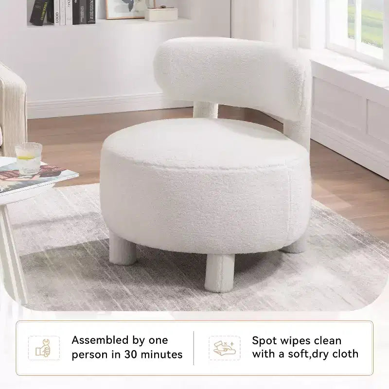 Poltroncina rotonda – Beige / Marrone / Kaki / Bianco, Senza braccioli, Posti a sedere 1