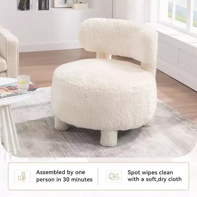 Poltroncina rotonda – Beige / Marrone / Kaki / Bianco, Senza braccioli, Posti a sedere 1
