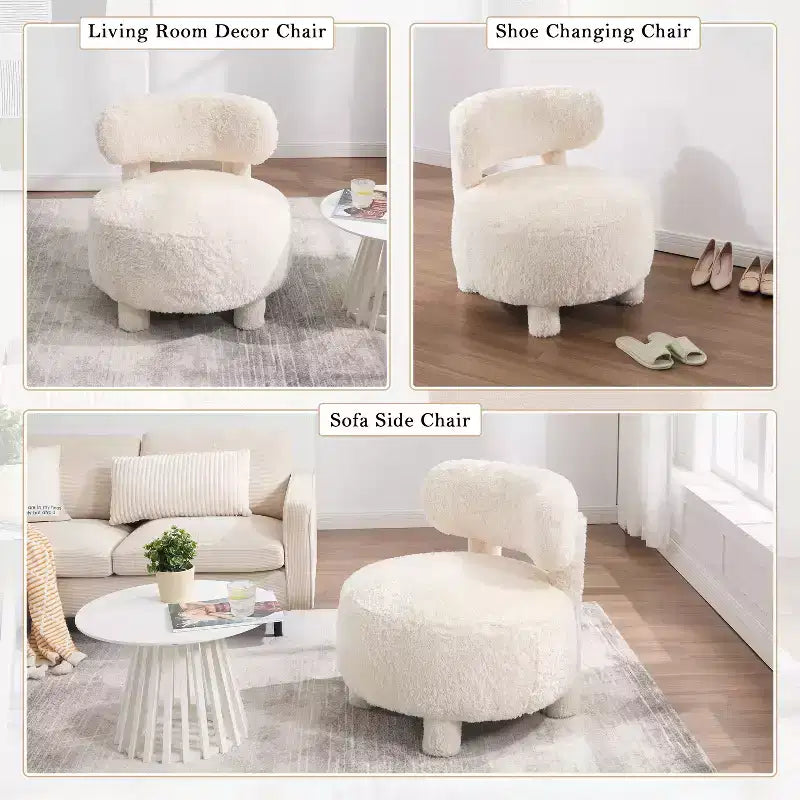 Poltroncina rotonda – Beige / Marrone / Kaki / Bianco, Senza braccioli, Posti a sedere 1