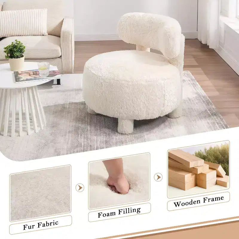 Poltroncina rotonda – Beige / Marrone / Kaki / Bianco, Senza braccioli, Posti a sedere 1