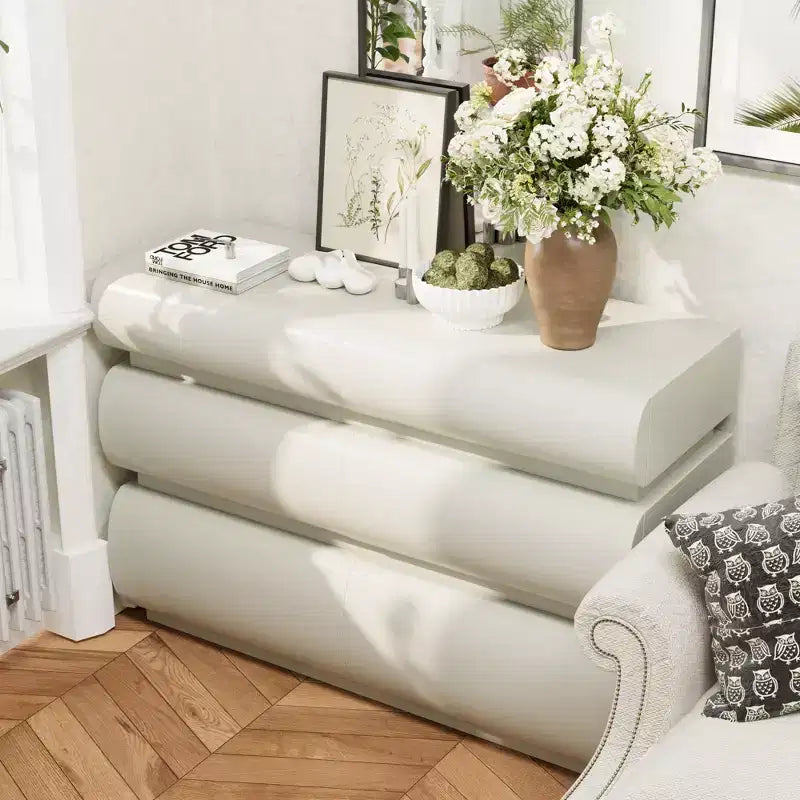 Comò bianco a 6 cassetti, stile moderno senza maniglie, per 1 persona