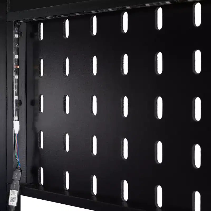 Letto a soppalco full-size nero e blu con scrivania, armadio e luci RGB – Per 1