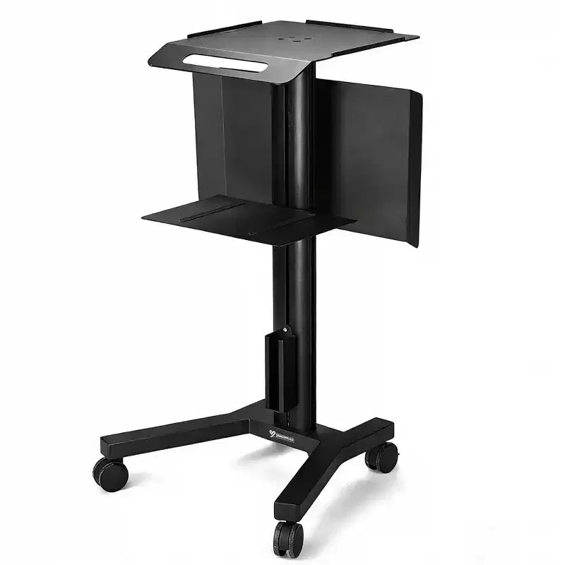 Carrello mobile per laptop in acciaio nero con pannello display, per 1 persona