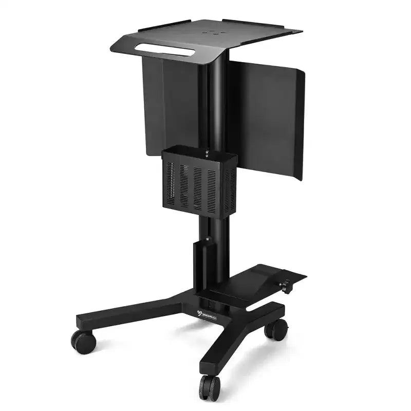 Carrello mobile per laptop in acciaio nero con pannello display, per 1 persona