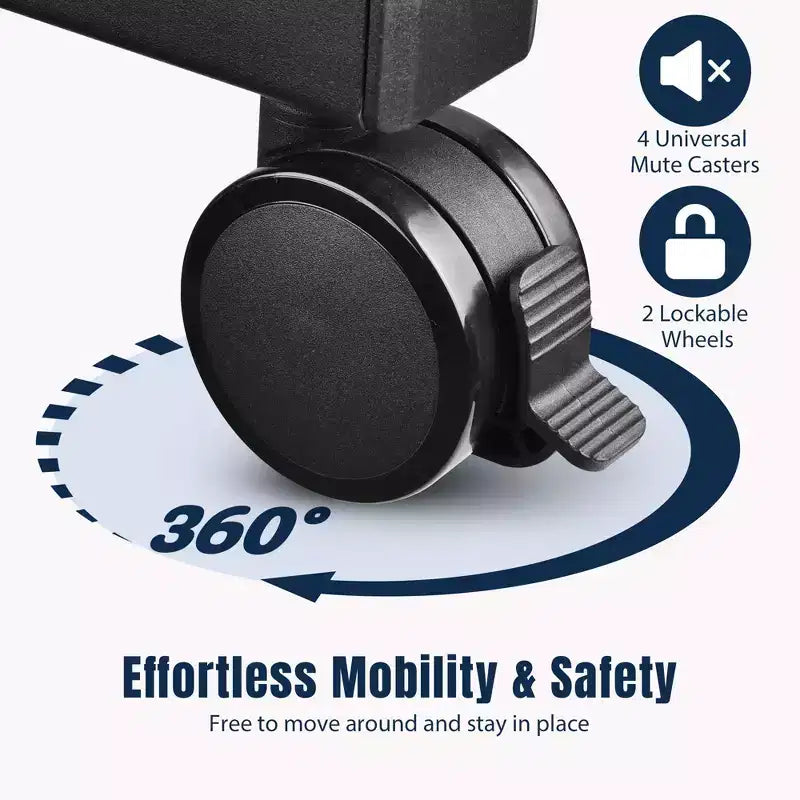 Carrello mobile per laptop in acciaio nero con pannello display, per 1 persona