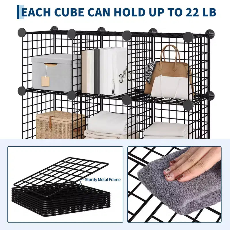 Organizer a cubi in filo nero, 12 cubi, per 1-2 utenti