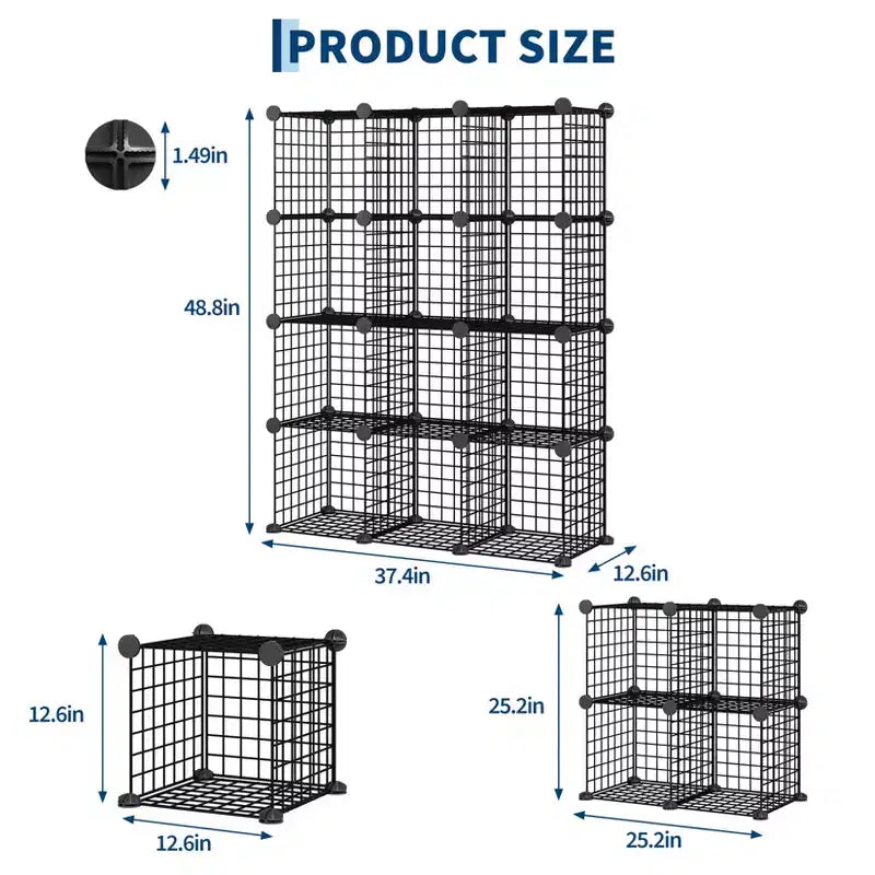 Organizer a cubi in filo nero, 12 cubi, per 1-2 utenti