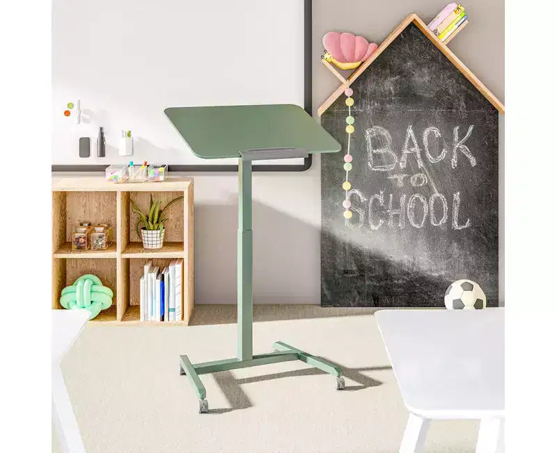 Carrello scrivania mobile inclinabile con altezza regolabile nero/salvia, monoposto
