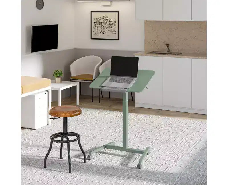 Carrello scrivania mobile inclinabile con altezza regolabile nero/salvia, monoposto