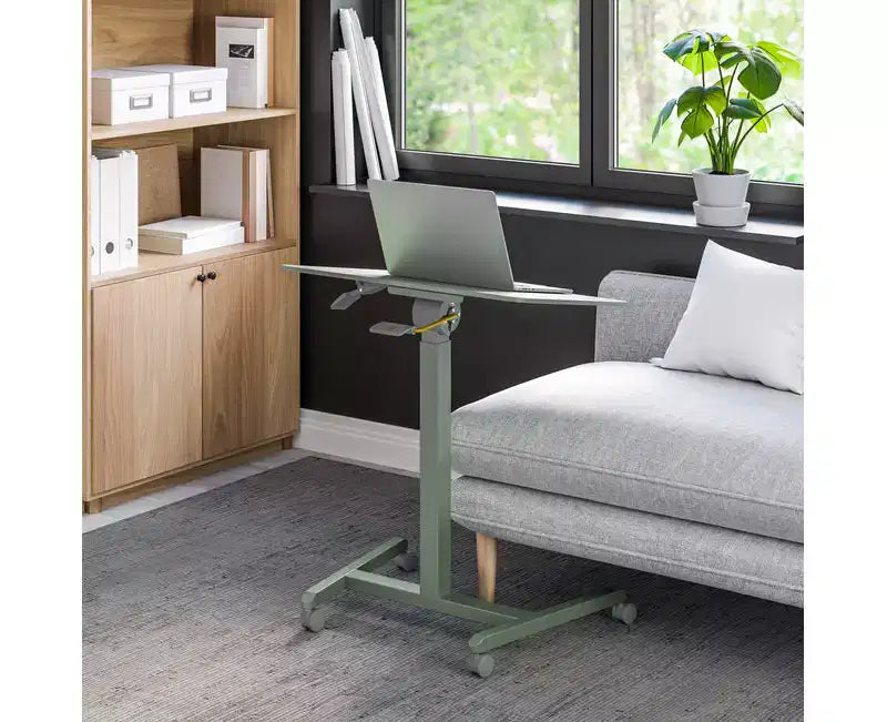 Carrello scrivania mobile inclinabile con altezza regolabile nero/salvia, monoposto