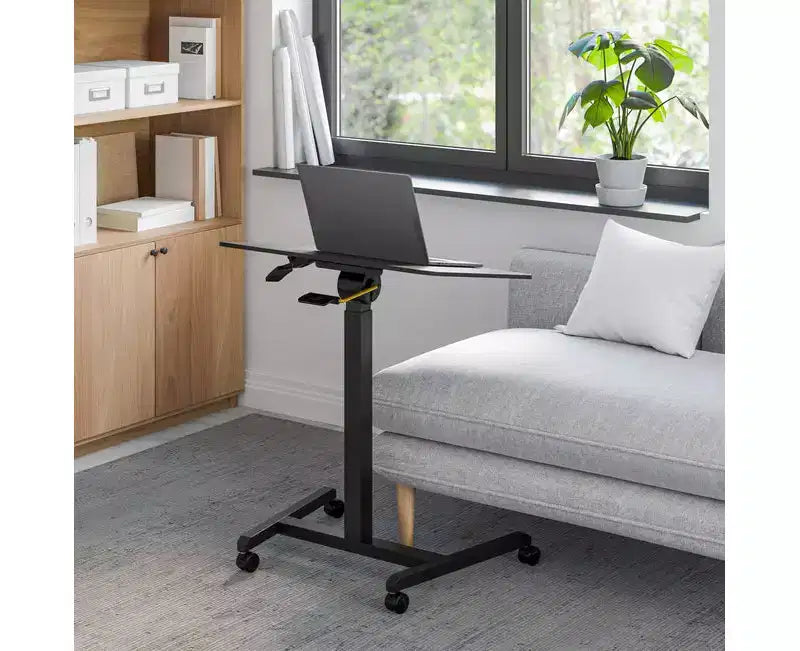 Carrello scrivania mobile inclinabile con altezza regolabile nero/salvia, monoposto