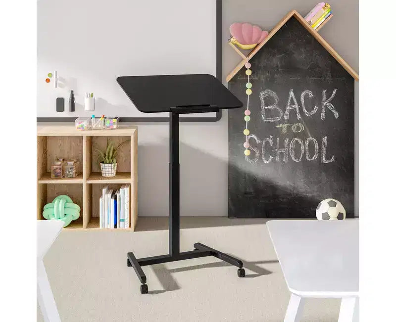 Carrello scrivania mobile inclinabile con altezza regolabile nero/salvia, monoposto