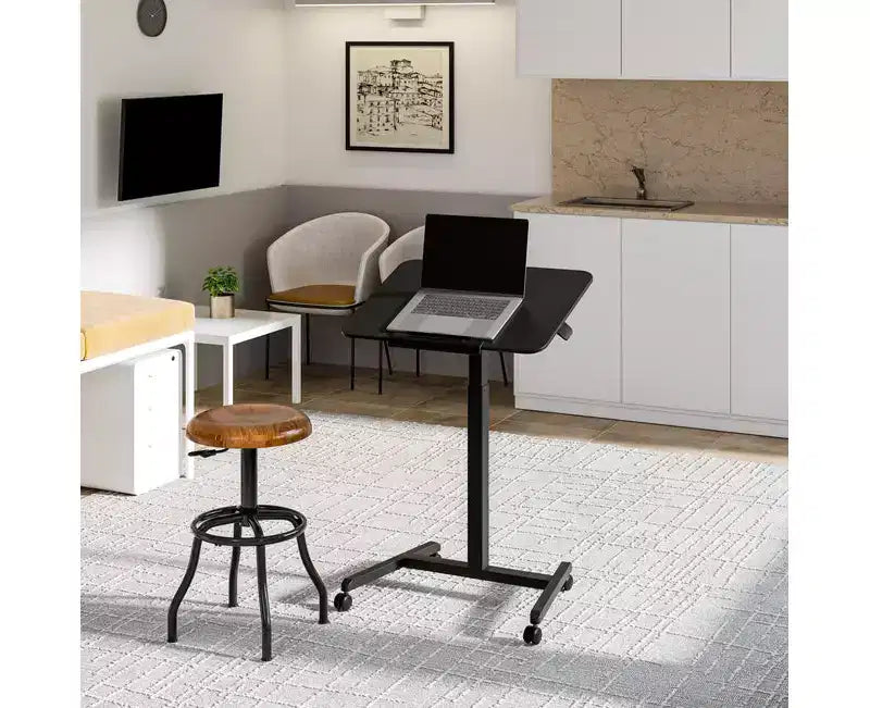 Carrello scrivania mobile inclinabile con altezza regolabile nero/salvia, monoposto